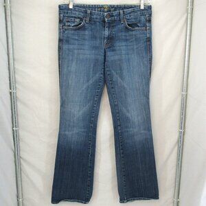 7 For All Mankind 32 Women's Low Rise Straight Leg Bootcut Emb Pocket Blue Jeans